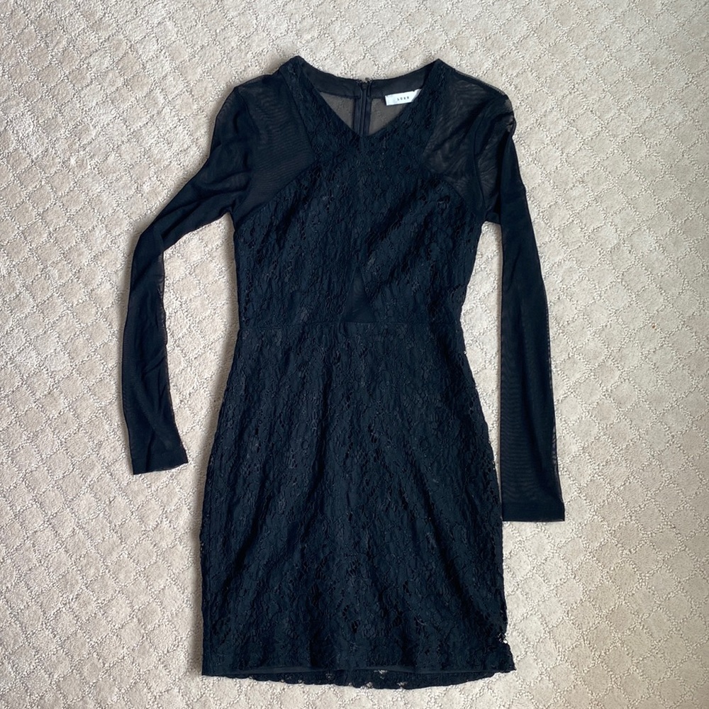 LUSH - S - womens long sleeve mini dress